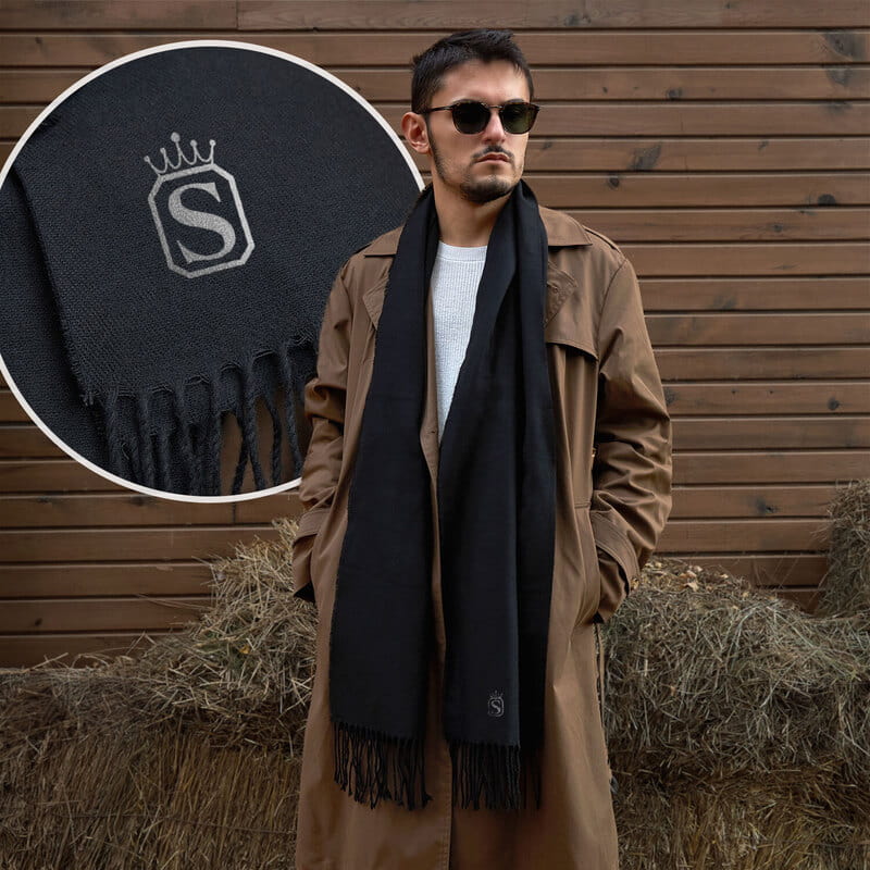 Baş Harf Nakış İşlemeli Erkek Atkısı