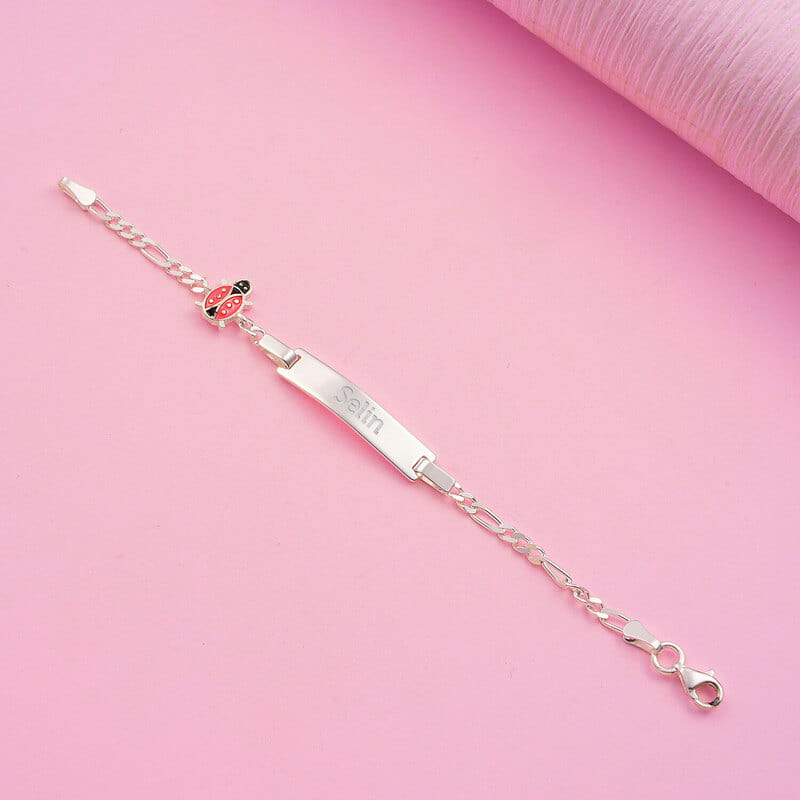 Bebek ve Çocuklar İçin İsimli Gümüş Uğur Böceği Künye