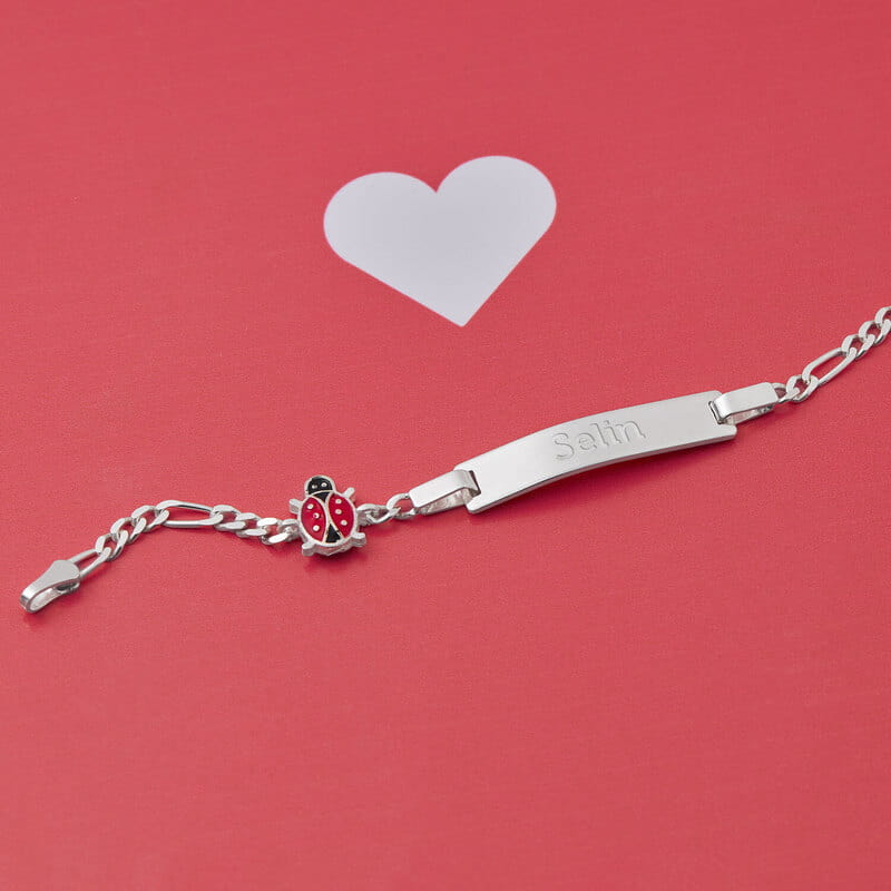 Bebek ve Çocuklar İçin İsimli Gümüş Uğur Böceği Künye