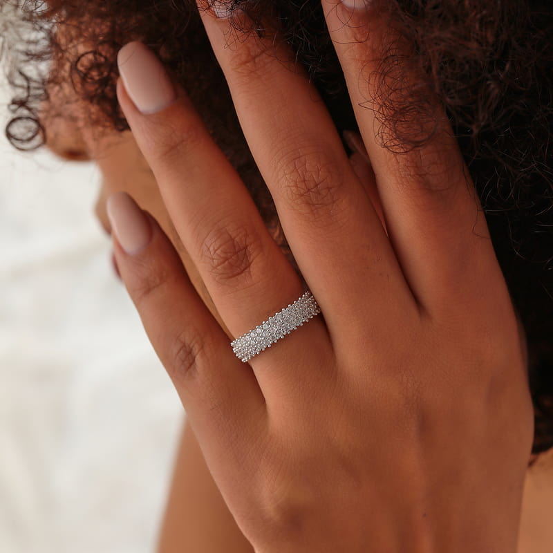 Beyaz Zirkon Taşlı 925 Ayar Gümüş Kadın Yüzük