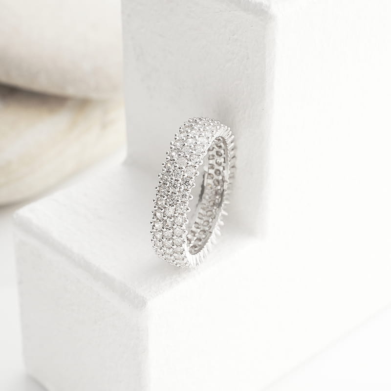 Beyaz Zirkon Taşlı 925 Ayar Gümüş Kadın Yüzük