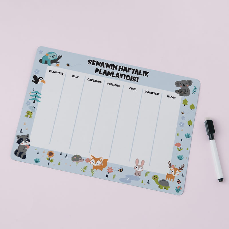 Çocuklara Özel İsimli Haftalık Planlayıcı Magnet
