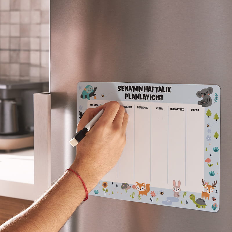 Çocuklara Özel İsimli Haftalık Planlayıcı Magnet
