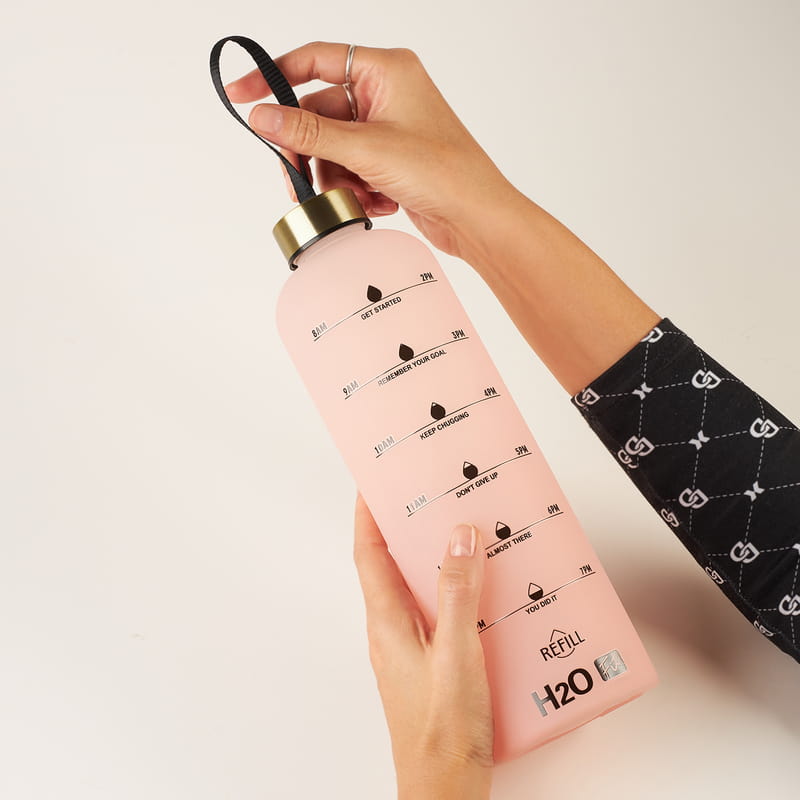 Çok Renkli Motivasyonel Borosilikat Cam Su Matarası - 1 Litre