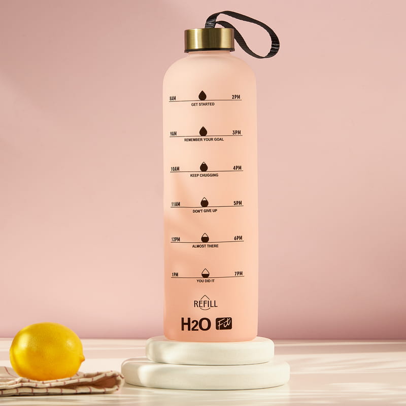 Çok Renkli Motivasyonel Borosilikat Cam Su Matarası - 1 Litre