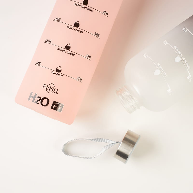 Çok Renkli Motivasyonel Borosilikat Cam Su Matarası - 1 Litre