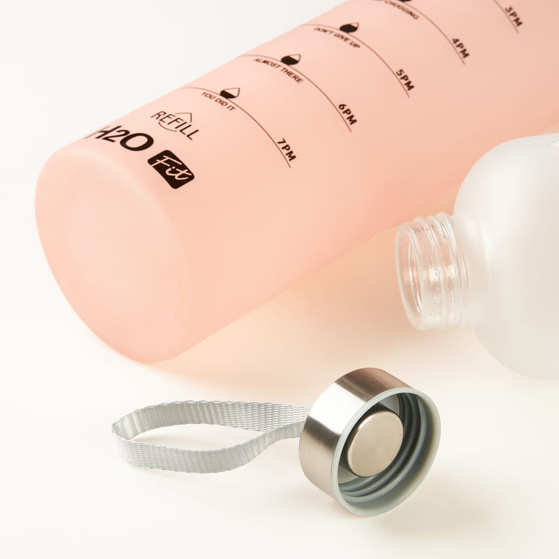 Çok Renkli Motivasyonel Borosilikat Cam Su Matarası - 1 Litre