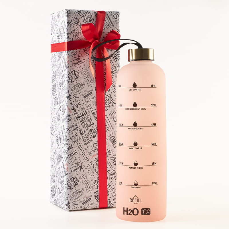 Çok Renkli Motivasyonel Borosilikat Cam Su Matarası - 1 Litre