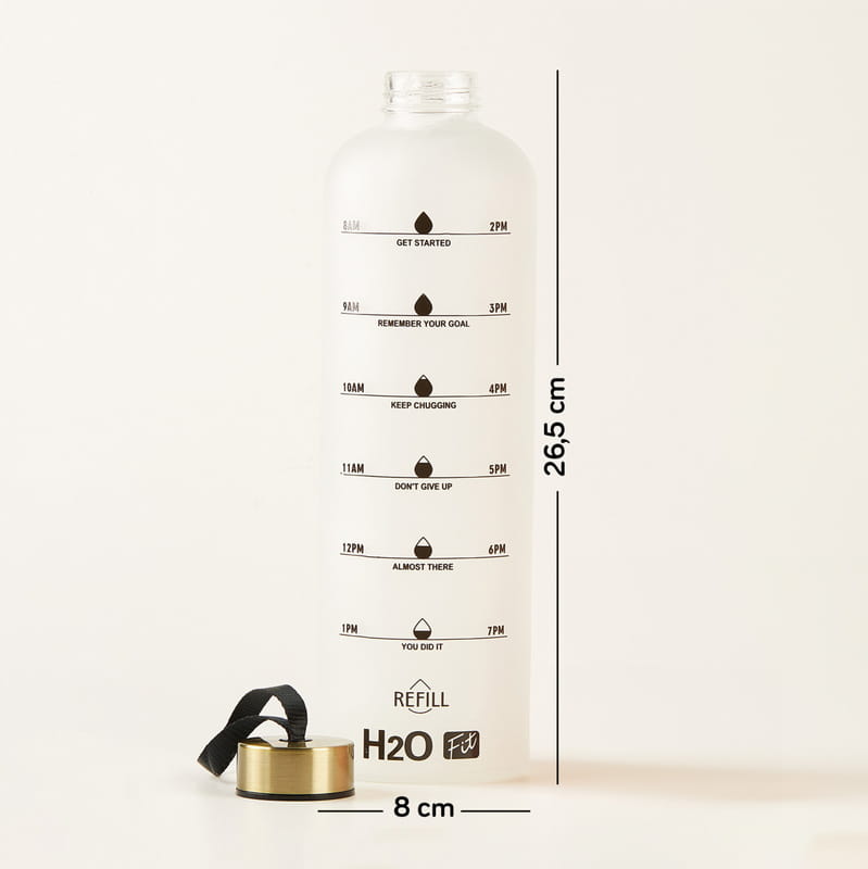 Çok Renkli Motivasyonel Borosilikat Cam Su Matarası - 1 Litre