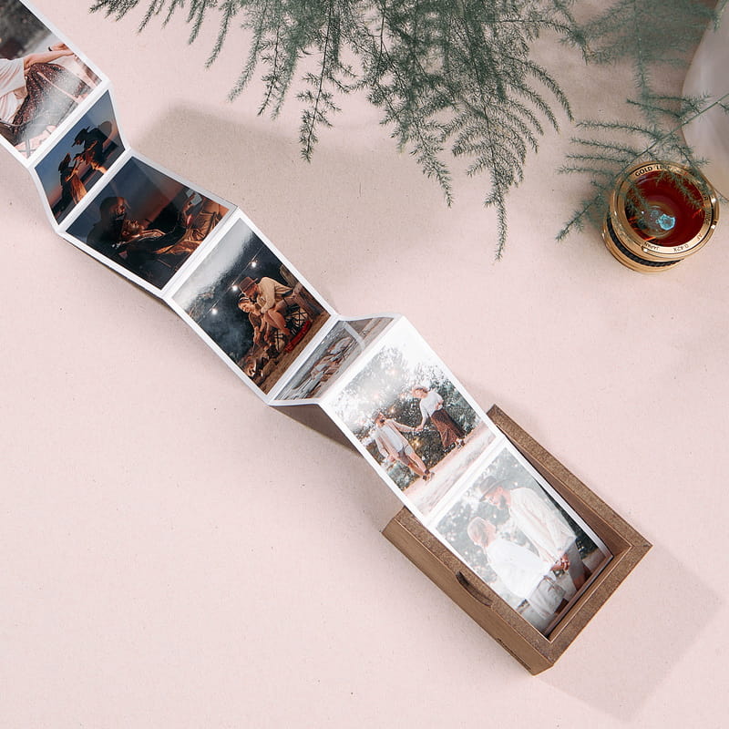 Collect Beautiful Moments 10 Fotoğraflı Akordiyon Ahşap Kutu