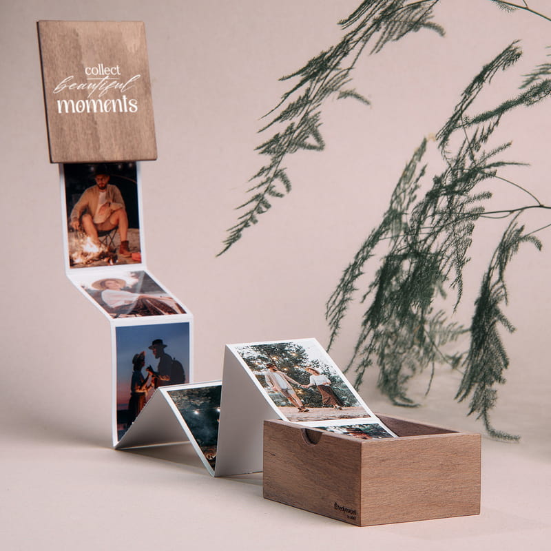 Collect Beautiful Moments 10 Fotoğraflı Akordiyon Ahşap Kutu