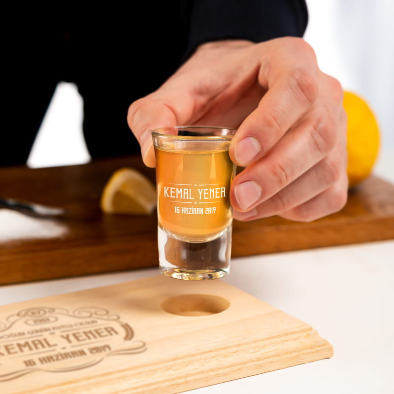 Doğum Günü Hediyesi 2li Shot Bardağı Sunum Tepsisi Seti