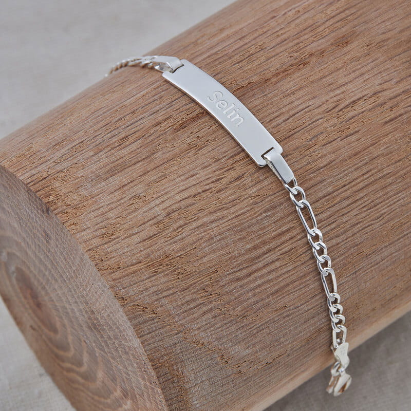 Düz Kesim Gümüş İsim Yazılı Çocuk Künyesi