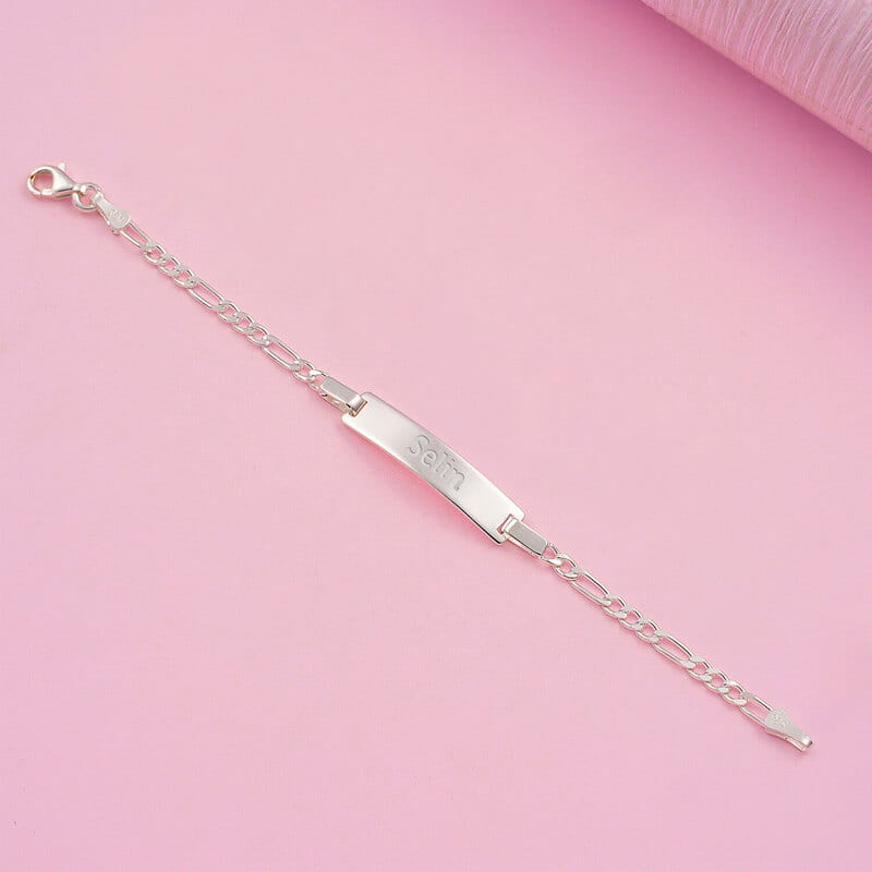 Düz Kesim Gümüş İsim Yazılı Çocuk Künyesi