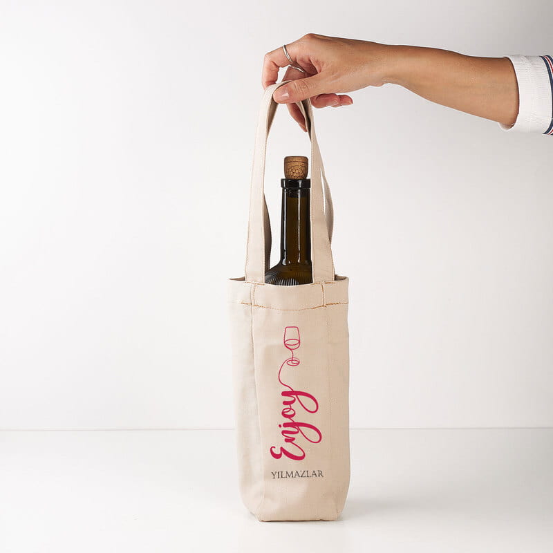 Enjoy Tasarımlı Özelleştirilebilir Bez Şarap Çantası