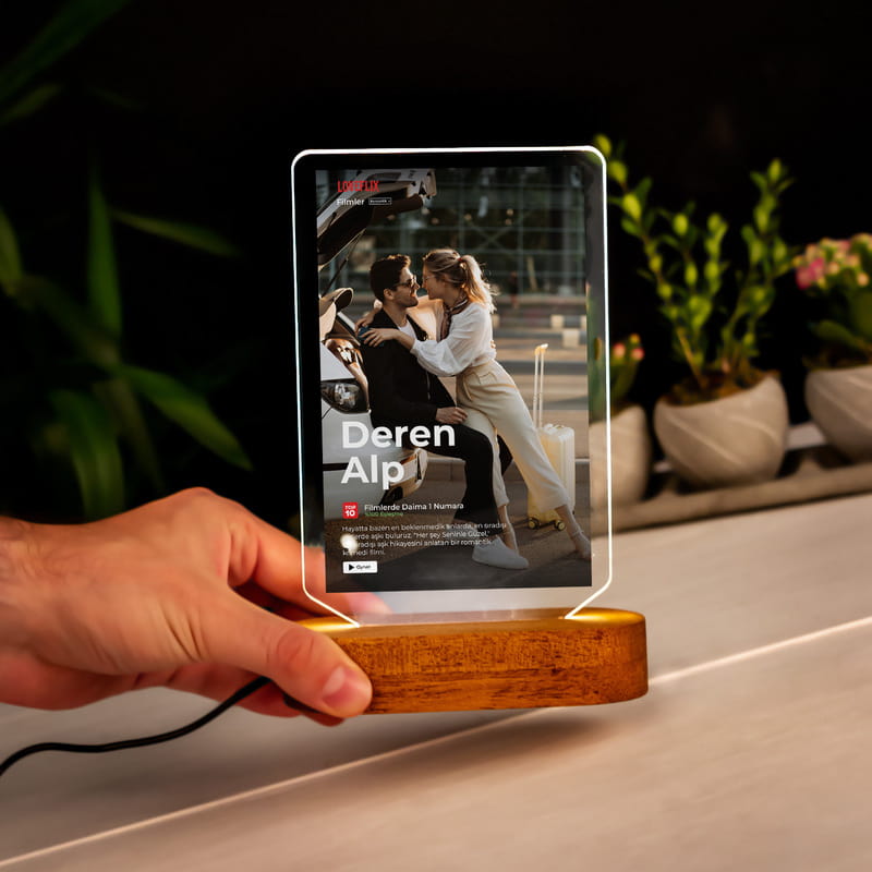 Film Afişi Tasarımlı Lovestory Led Lamba