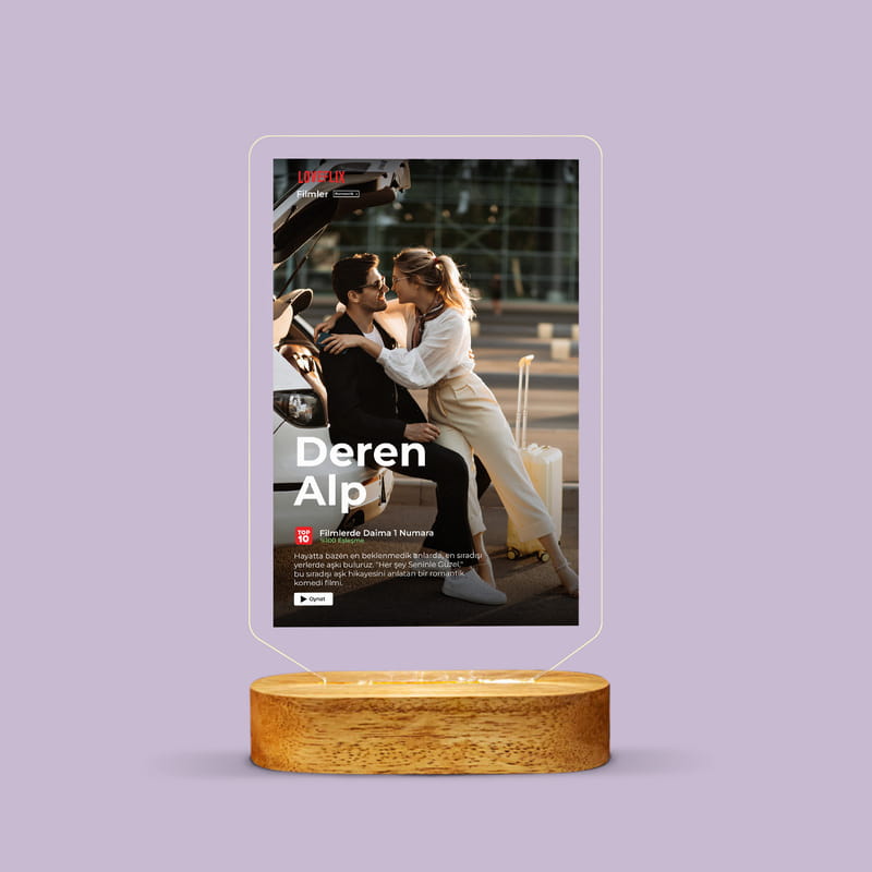 Film Afişi Tasarımlı Lovestory Led Lamba