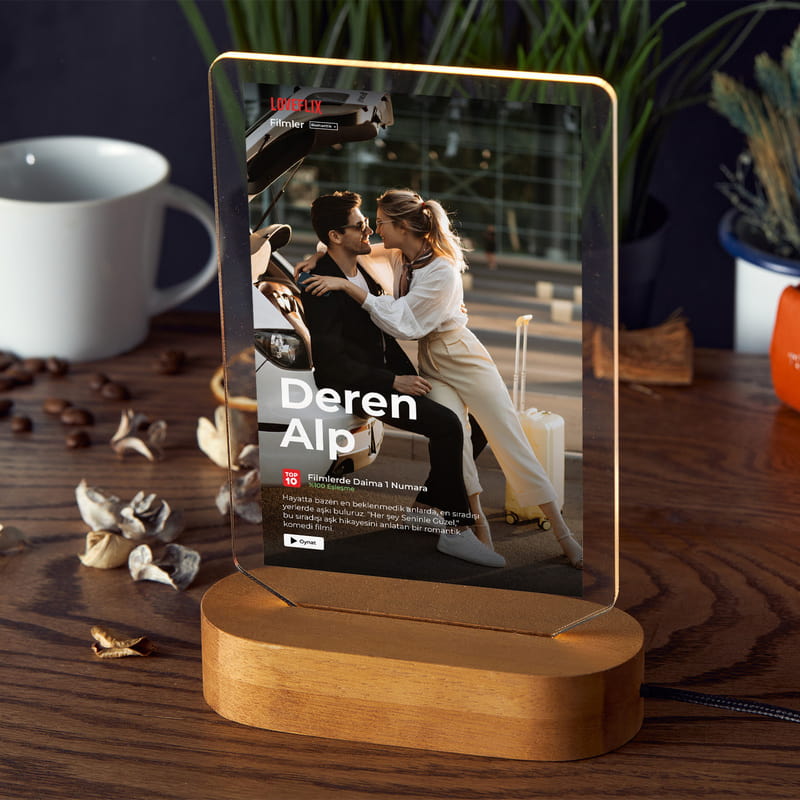 Film Afişi Tasarımlı Lovestory Led Lamba