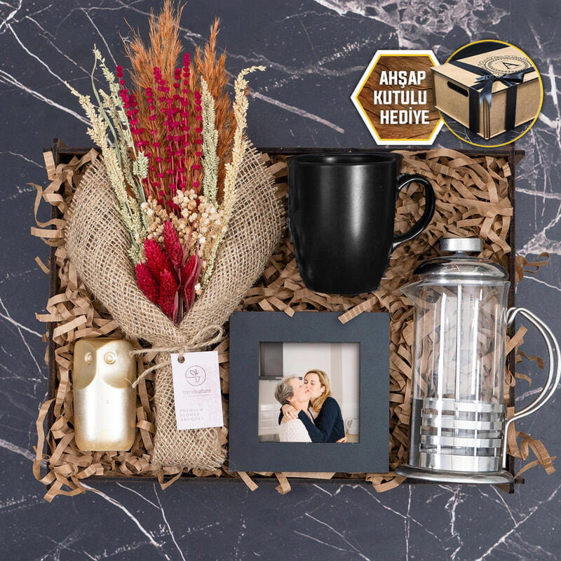 Fotoğraf Çerçevesi Tütsü Biblo French Press Fotoğraf Çerçevesi Çiçek Hediye Kutusu