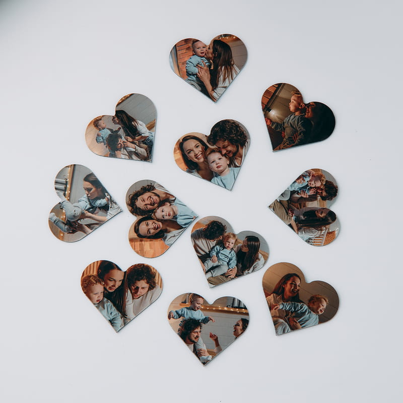 Fotoğraflı Kalp Magnet - 24 Adet