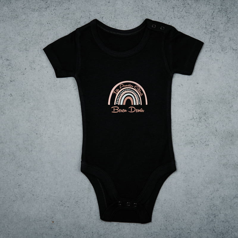 Gökkuşağı Tasarımlı İlk Anneler Günü Tişört Body Kombin Seti