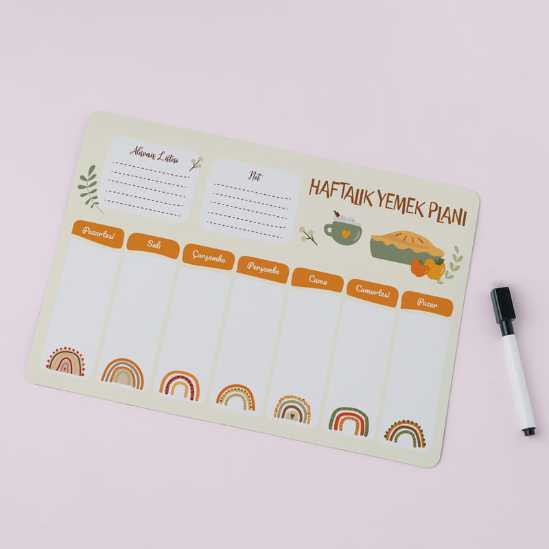 Haftalık Yemek Planlayıcı Buzdolabı Magneti