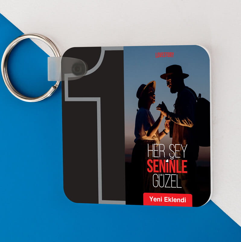 Her Şey Seninle Güzel Lovestory Fotoğraflı Anahtarlık