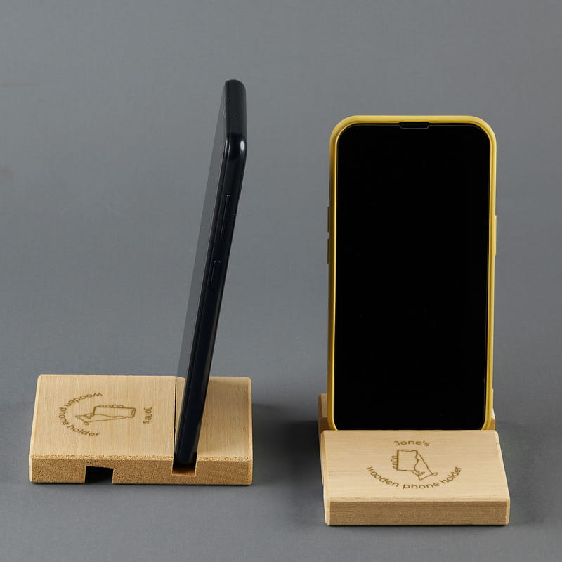 İsim ve Özelleştirilebilir Mesajlı Ahşap Telefon Tutucu