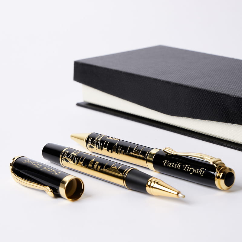 İstanbul Silüeti Tasarımlı Özel Kutulu İsme Özel İmza Kalemi