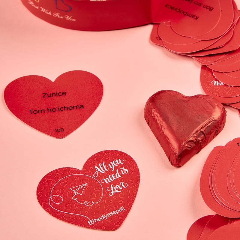 Kalp Kutulu 100 Dilde Seni Seviyorum Mesaj Kartları