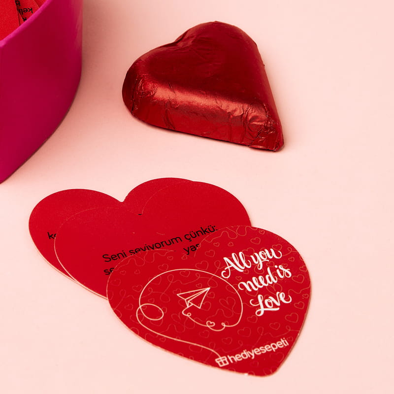 Kalp Kutulu Seni Seviyorum Çünkü Mesaj Kartları