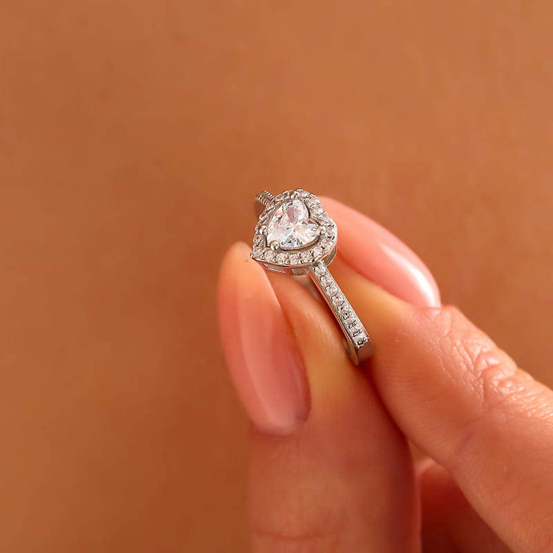 Kalp Zirkon Taşlı 925 Ayar Gümüş Yüzük