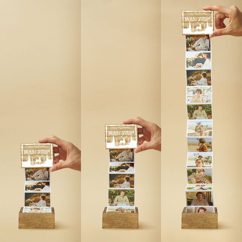 Kış Konseptli Mutlu Yıllar Akordiyon Fotoğraf Kutusu