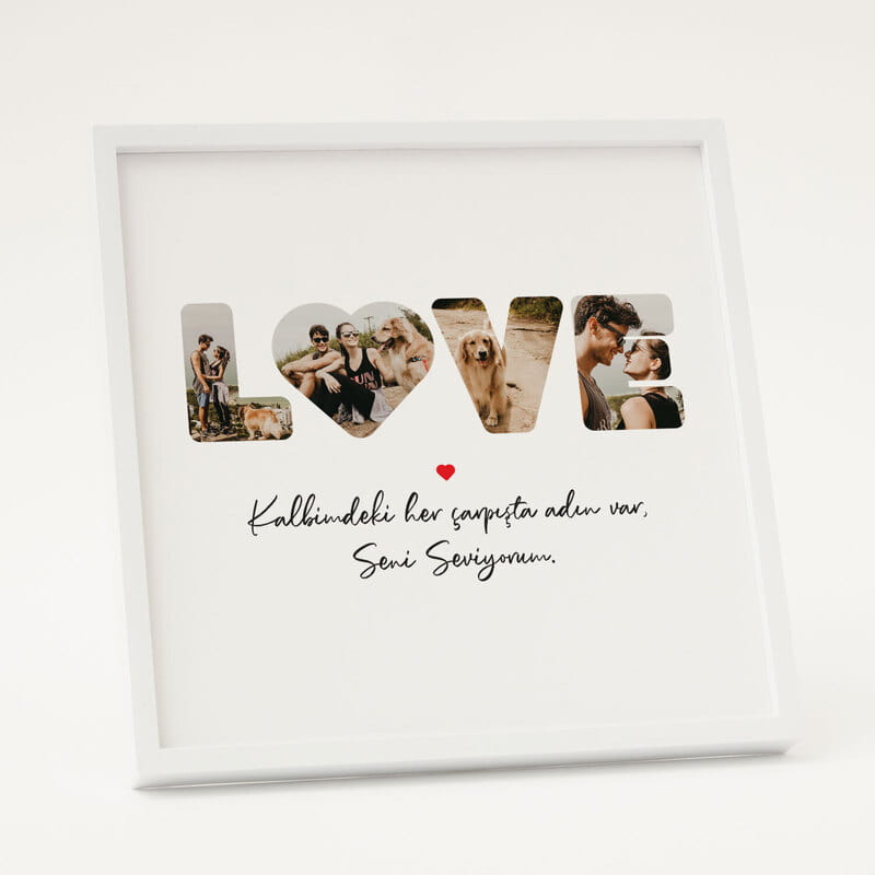 Kişiselleştirilebilir Beyaz LOVE Fotoğraf Çerçevesi