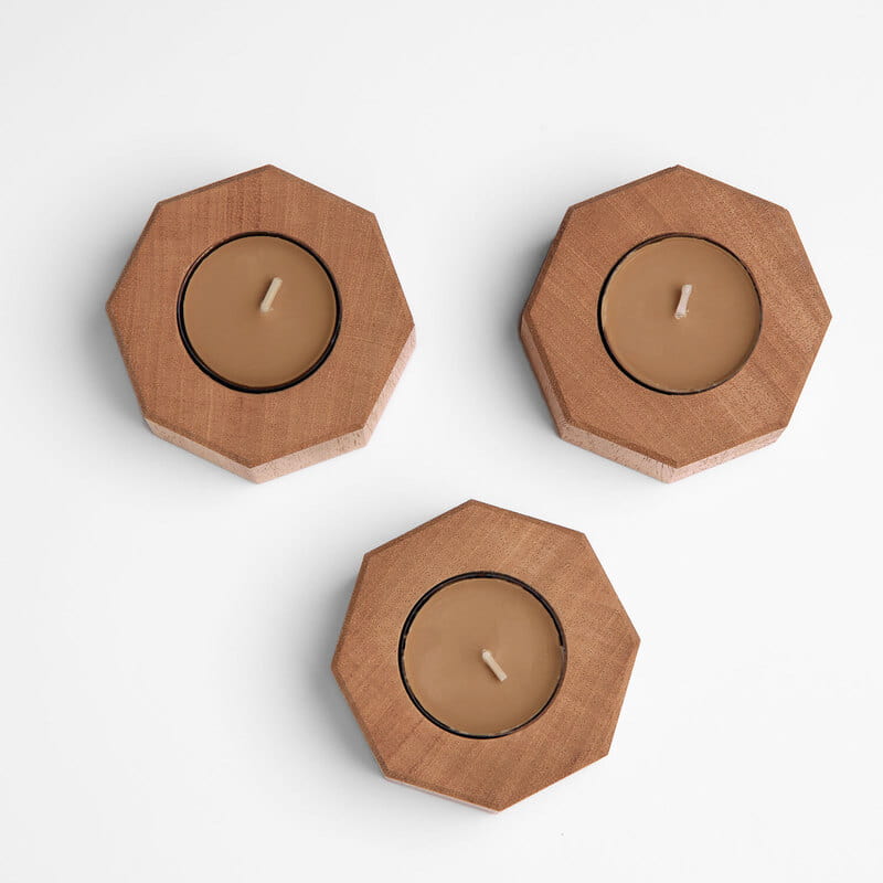 Kişiye Özel 3'lü Ahşap Mumluk