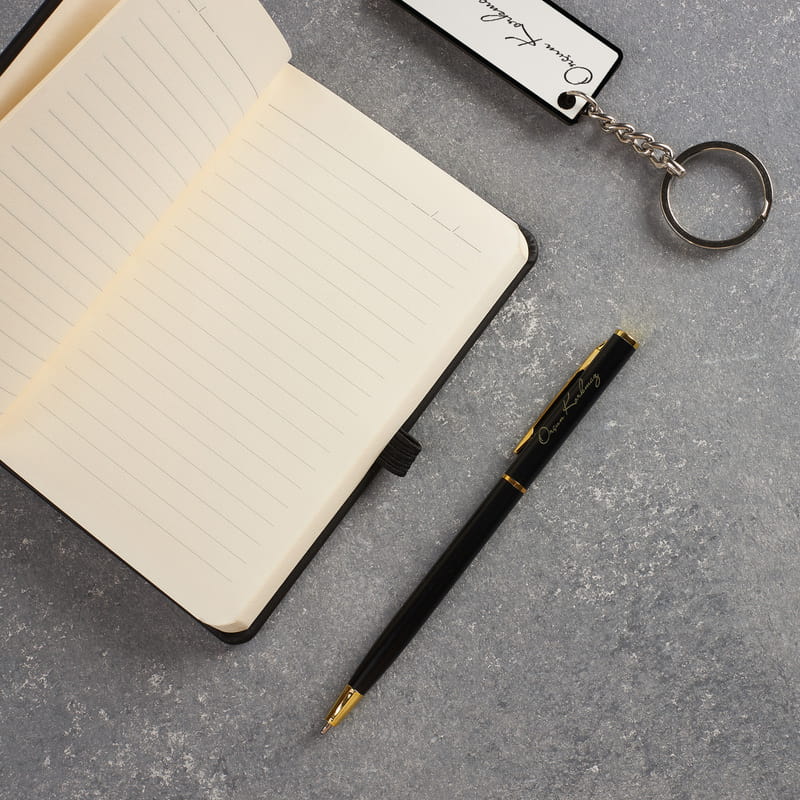 Kişiye Özel Defter Kalem Telefon Tutucu Anahtarlık Hediye Seti