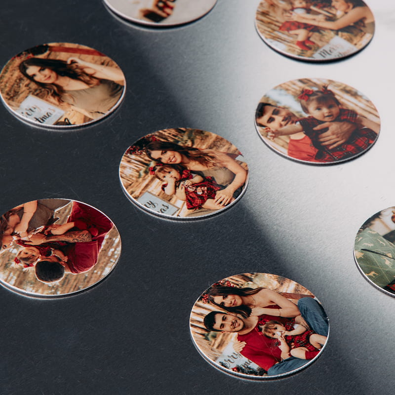 Kişiye Özel Fotoğraflı Buzdolabı Yuvarlak Magnet Seti - 35'li Set