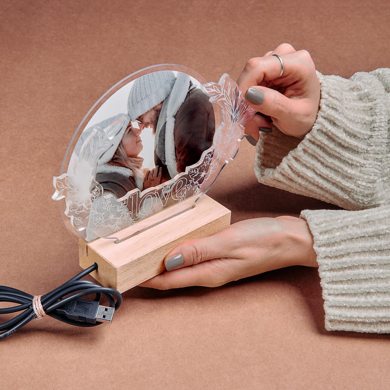 Kişiye Özel Fotoğraflı Love Katmanlı Led Lamba