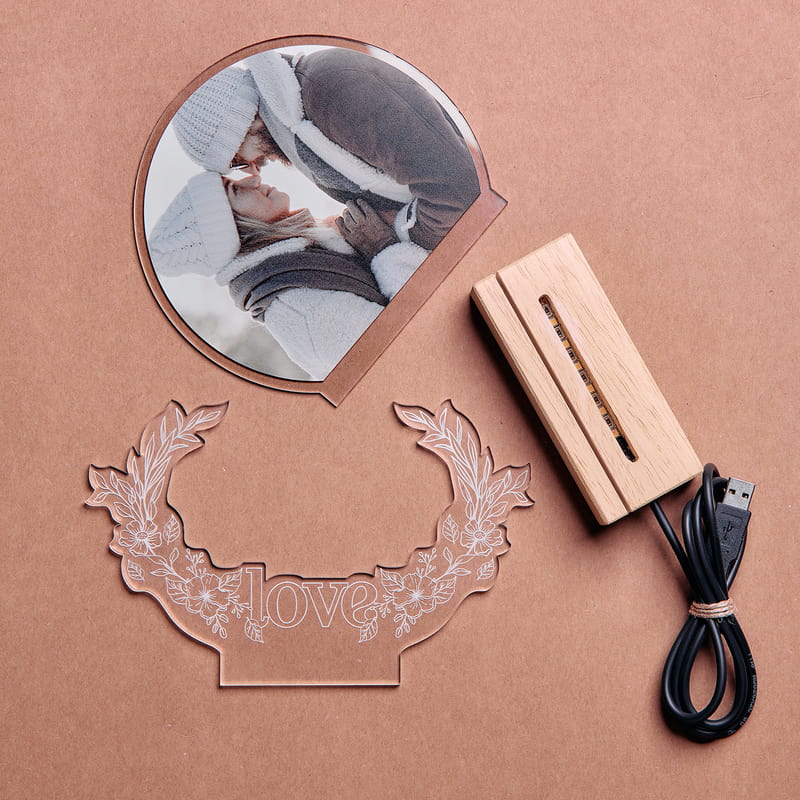 Kişiye Özel Fotoğraflı Love Katmanlı Led Lamba