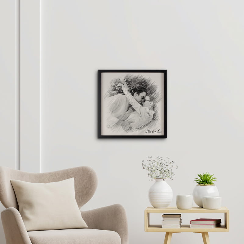 Kişiye Özel Fotoğraflı Siyah Beyaz Efektli Çerçeve