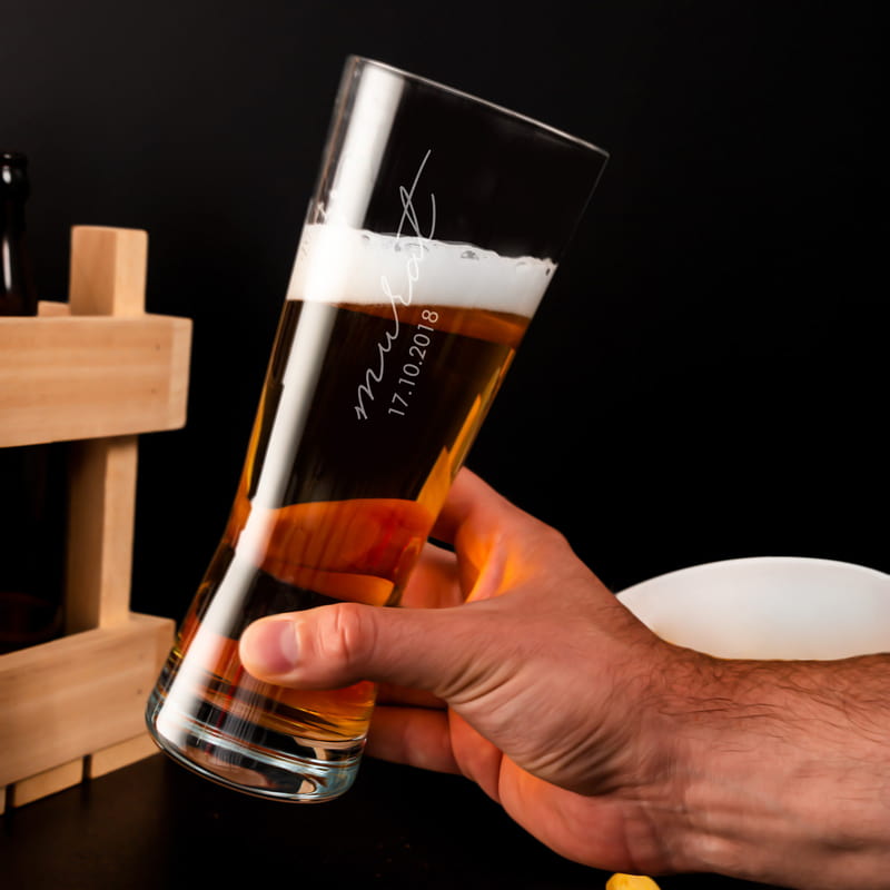 Kişiye Özel İmza Tasarımlı Prag Bira Bardağı