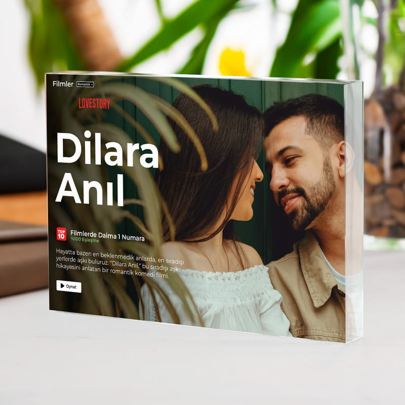 Kişiye Özel Loveflix Temalı Akrilik Masaüstü Çerçeve