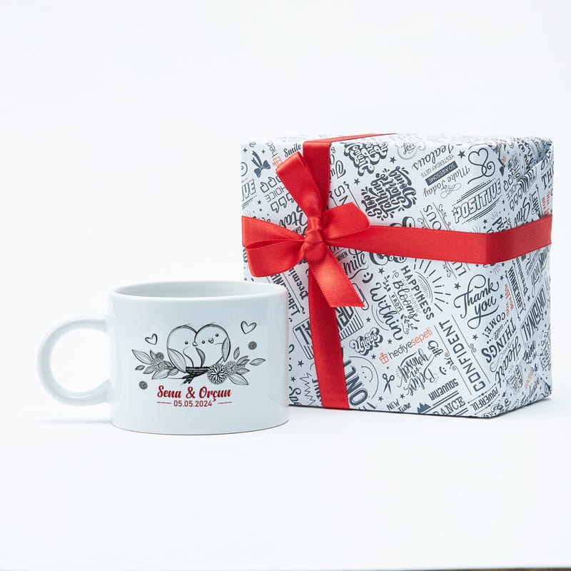 Kişiye Özel Romantik Aşk Kuşları Fincanı