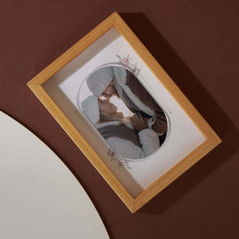 Kişiye Özel Suluboya Floral Ahşap Fotoğraf Çerçevesi