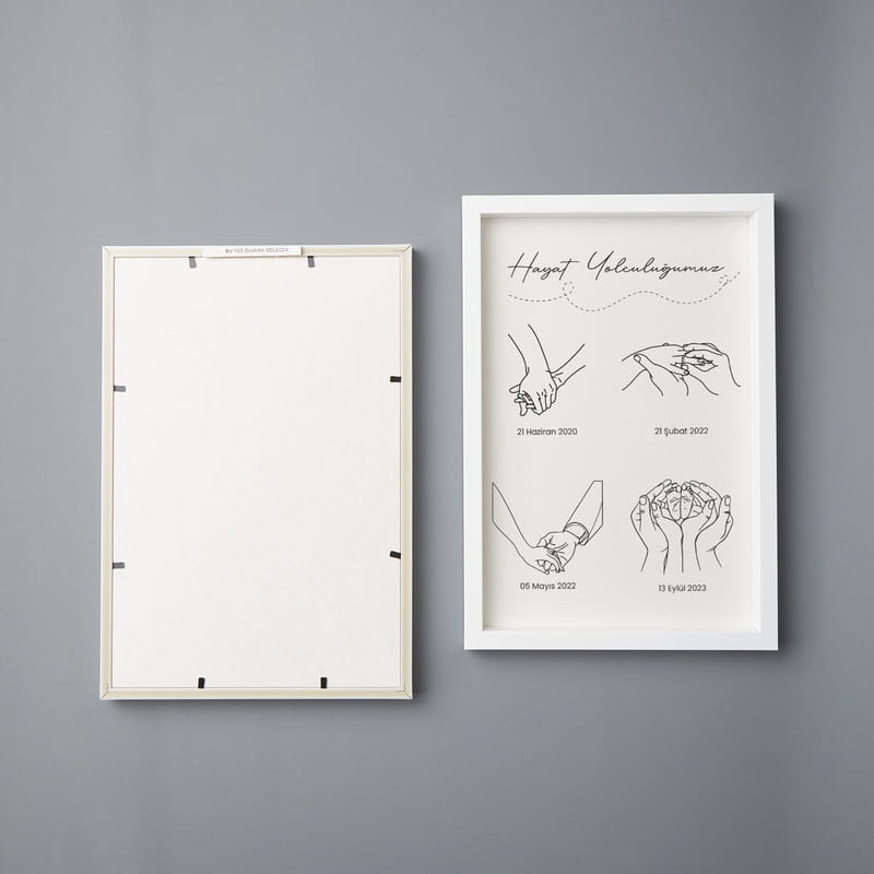 Kişiye Özel Tarihli Hayat Yolculuğumuz Beyaz Fotoğraf Çerçevesi