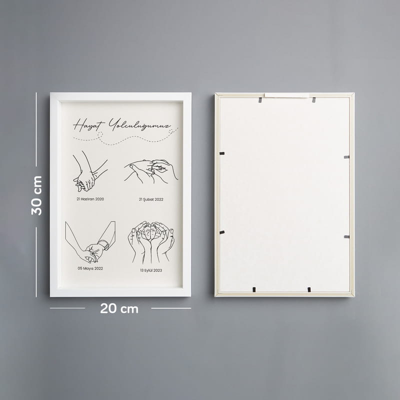 Kişiye Özel Tarihli Hayat Yolculuğumuz Beyaz Fotoğraf Çerçevesi