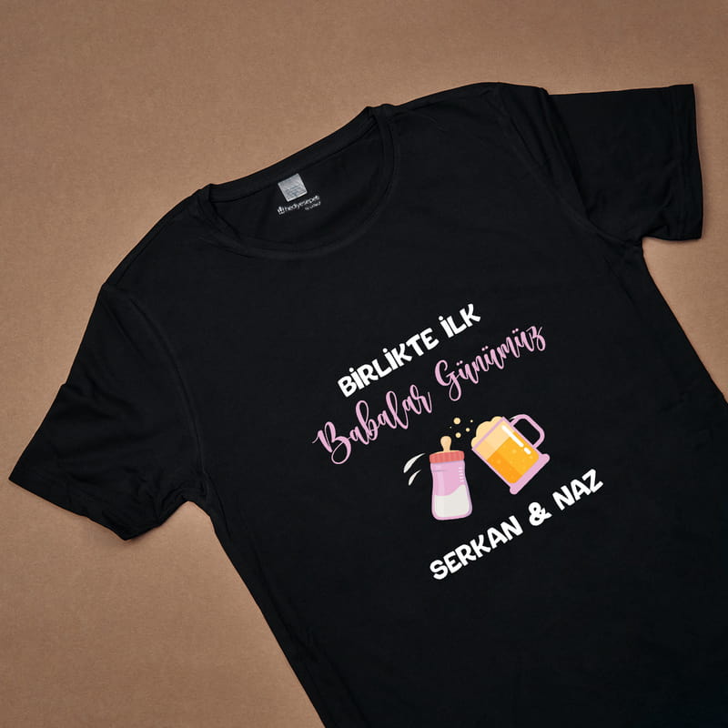 Kızından Babasına İlk Babalar Günü Hediyesi İsme Özel Tişört Body Kombini