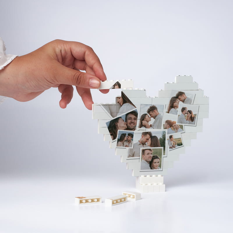 Kolaj Fotoğraflı Block Kalp Puzzle
