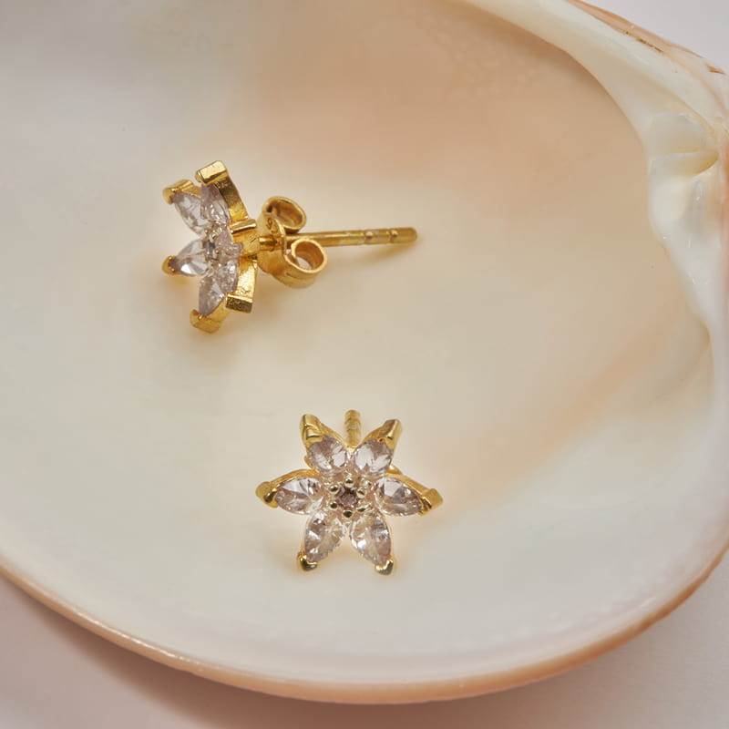 Kristal Lotus Kadın Gümüş Küpe