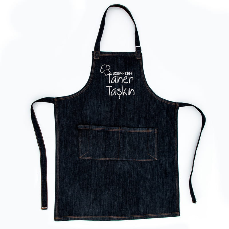 Super Chef Nakış İşlemeli Kot Aşçı Önlüğü